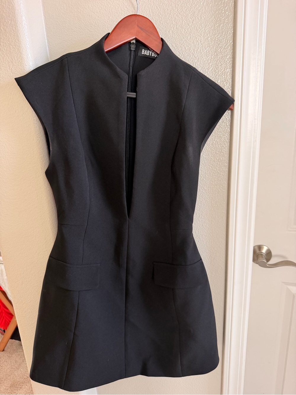 Baby Phat Black Cap-Sleeve Mini Sheath Dress